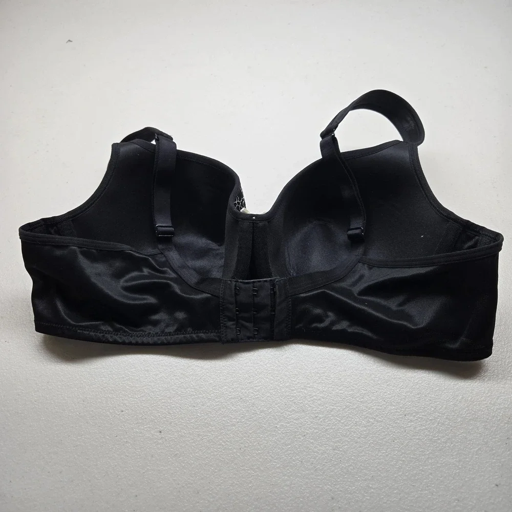 Cacique Women Bra 40C Black T Shirt Underwired Lace Knit Strap